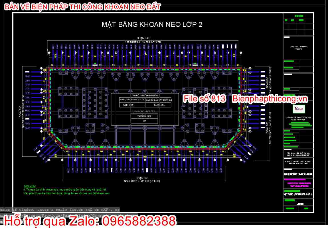 Mặt bằng khoan neo lớp 2.