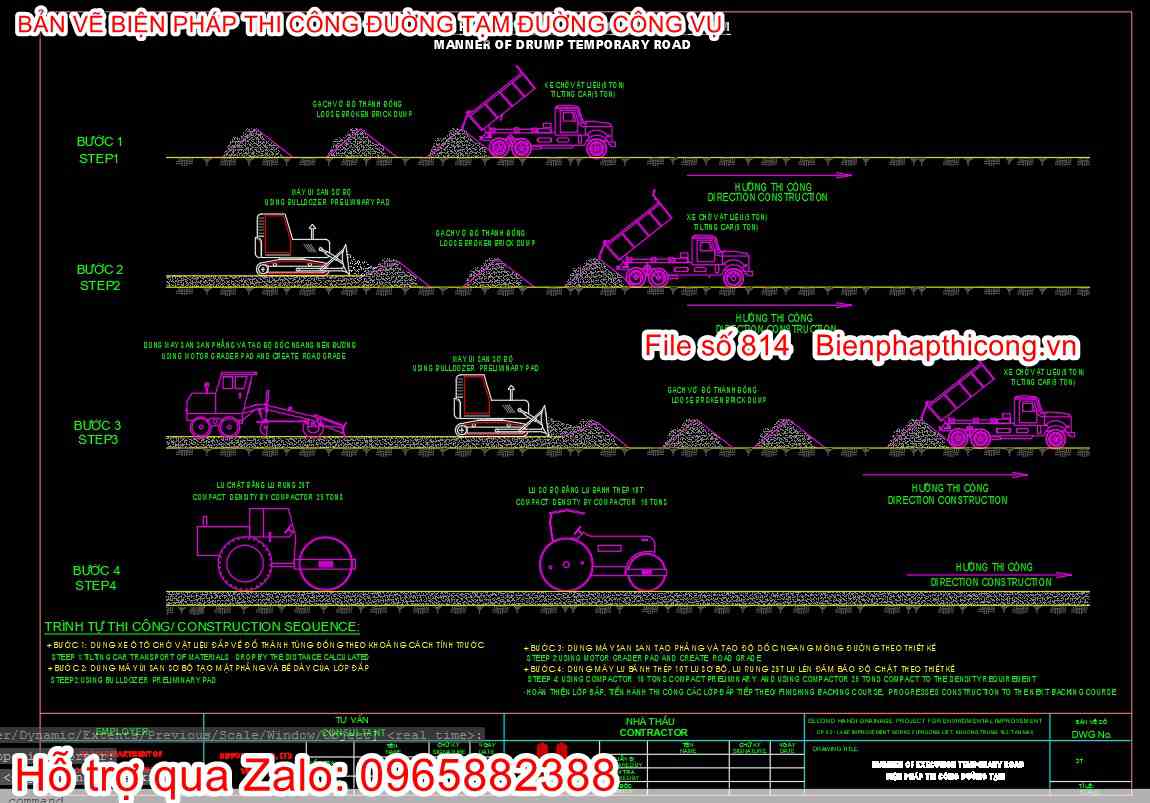 Bản vẽ bptc đắp khuôn đường tạm cad.