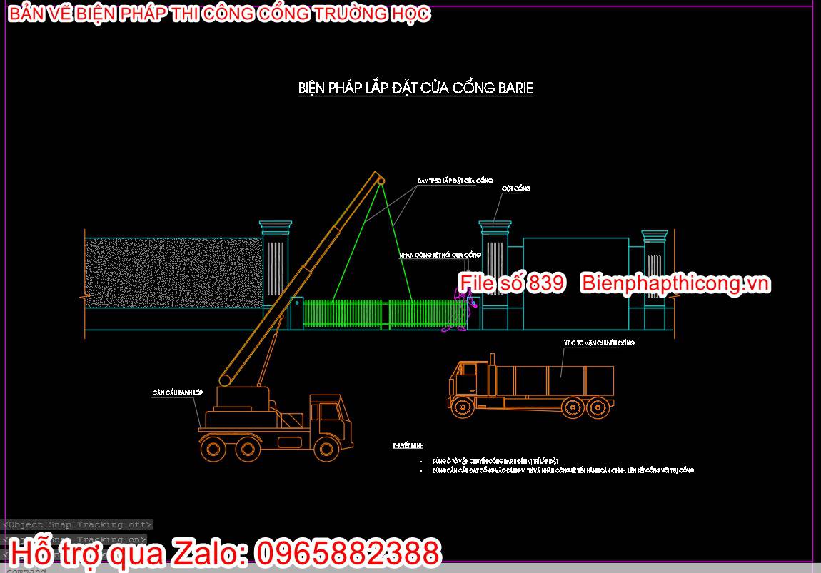 Bản vẽ bptc lắp đặt cổng barie.