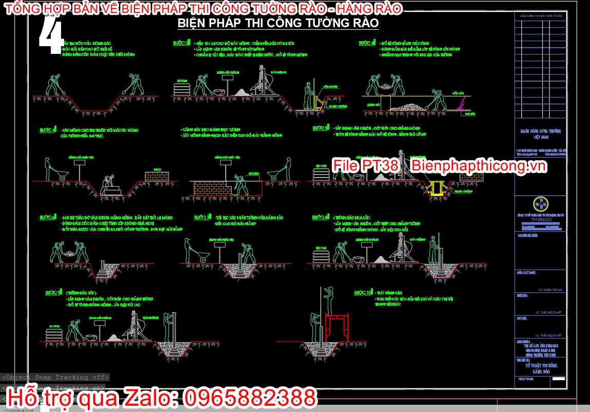 Tải bản vẽ cad biện pháp thi công tường rào.