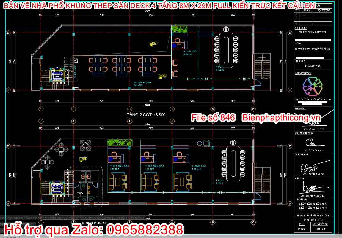 Hồ sơ bản vẽ nhà ống khung thép cad 4 tầng đẹp.