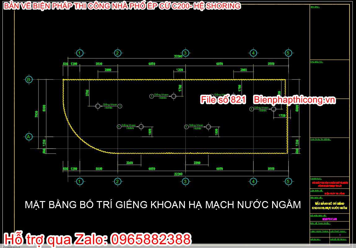 Mặt bằng giếng khoan hạ MNN nhà phố.