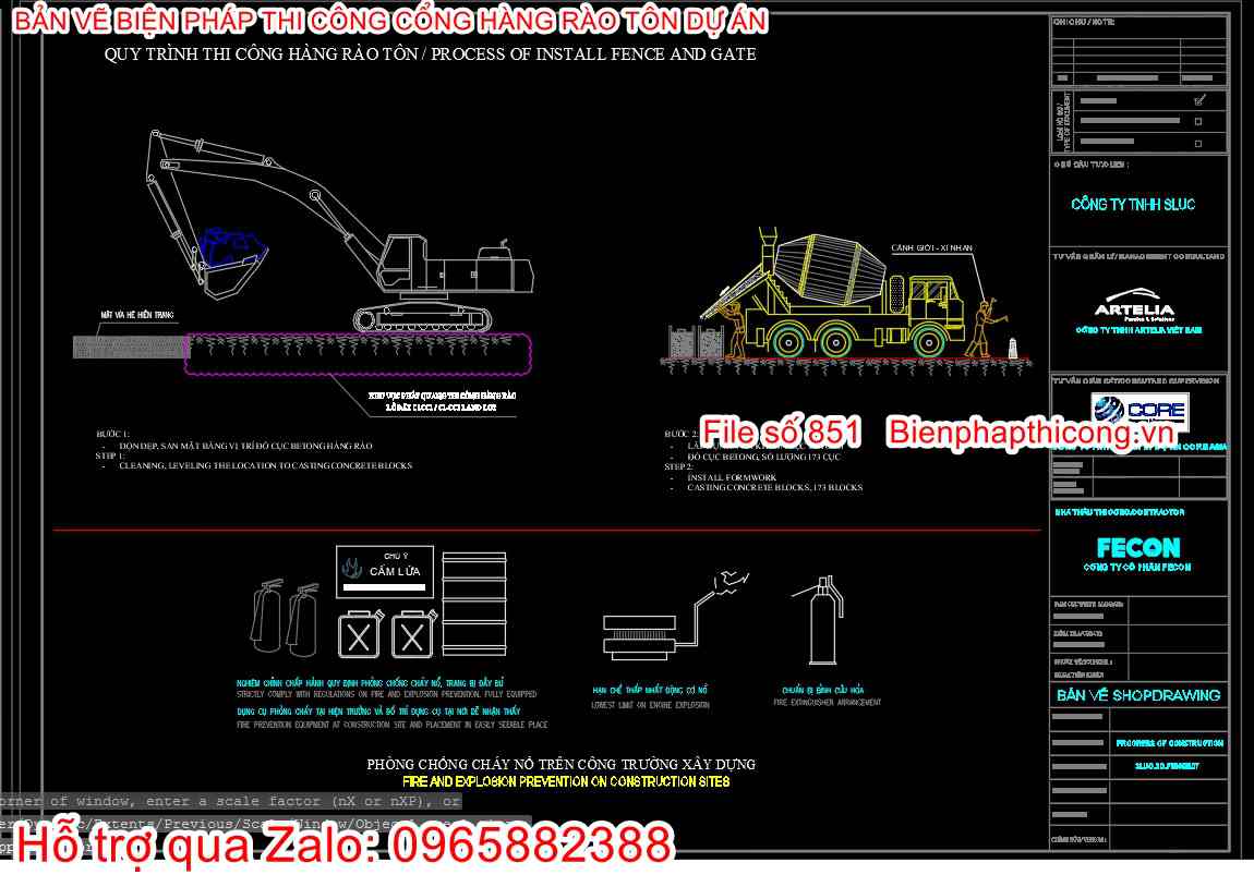 Biện pháp tổ chức thi công hàng rào tôn cad.