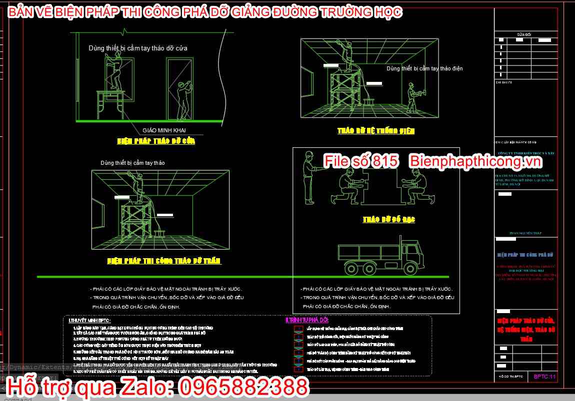 Bản vẽ bptc tháo dỡ cửa trần hệ thống điện.