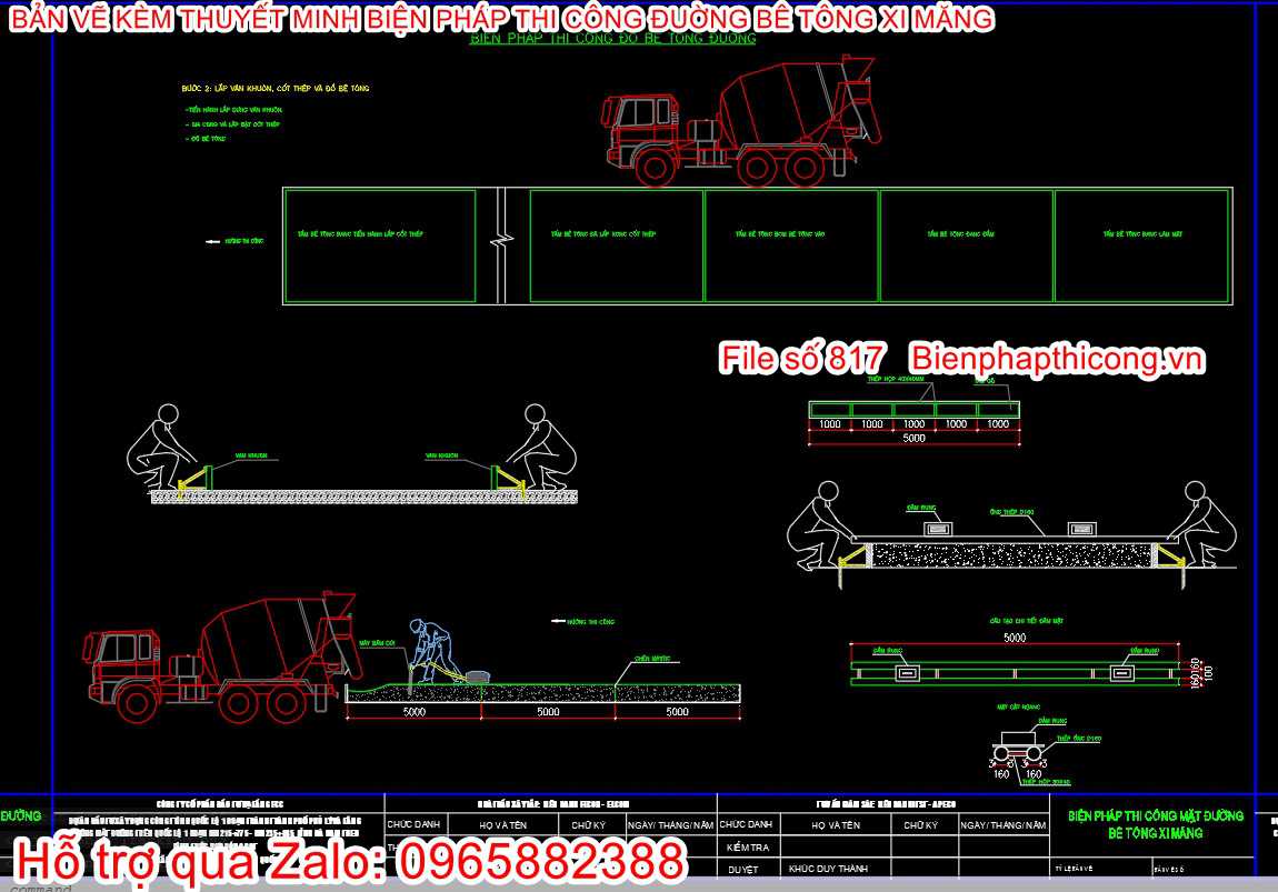 Bản vẽ bptc đổ bê tông đường.