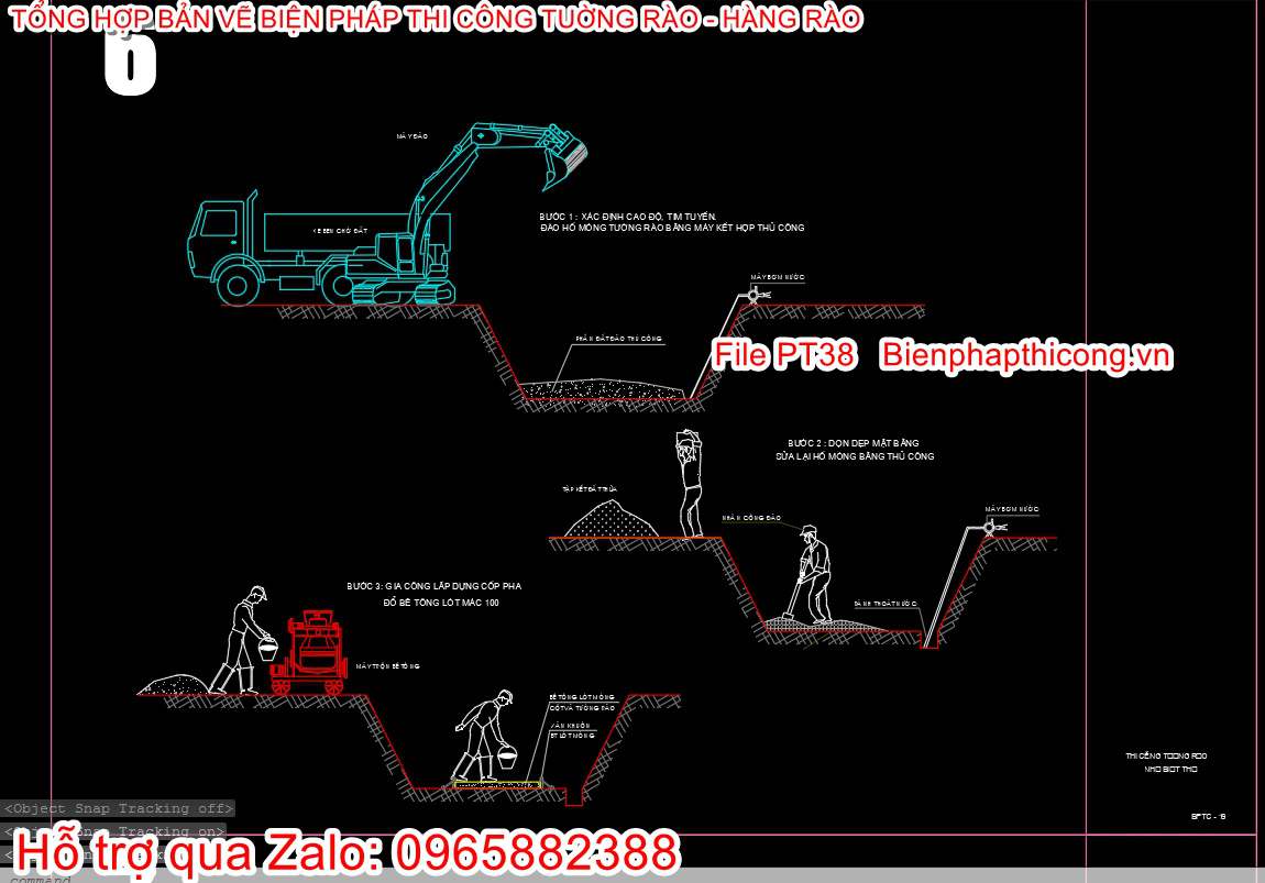 Bản vẽ bptc móng tường rào.