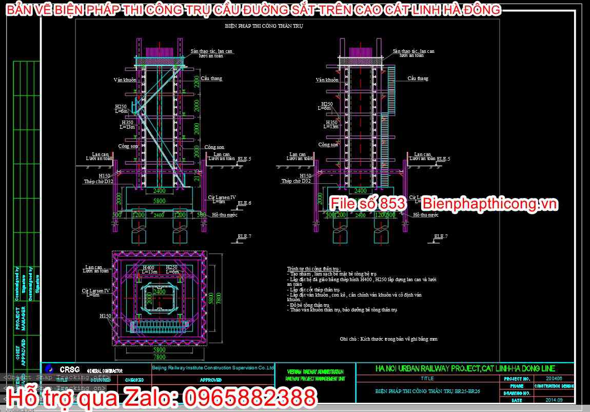 Bản vẽ bptc thân trụ cầu cad.