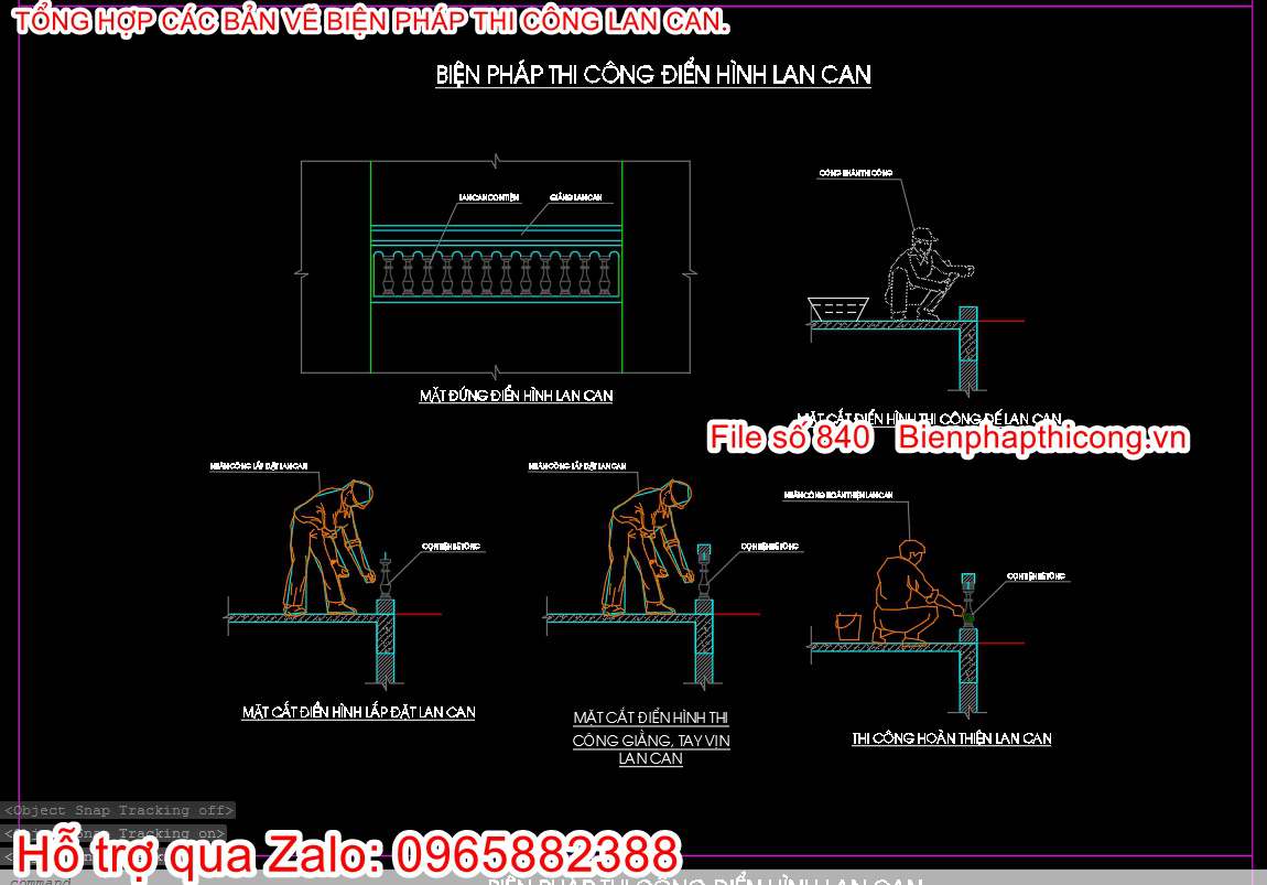 Bản vẽ bptc lắp đặt lan can con tiện.