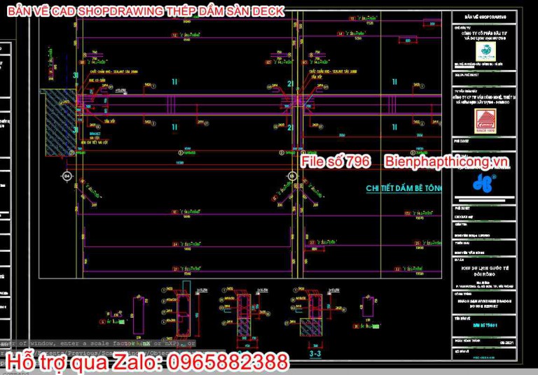Download bản vẽ shopdrawing thép dầm sàn deck autocad