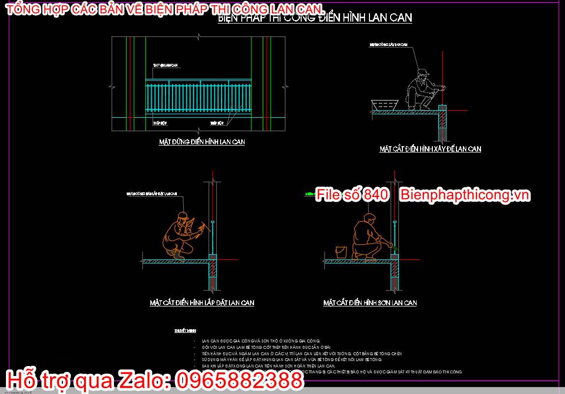 Bản vẽ bptc lan can sắt trường học.