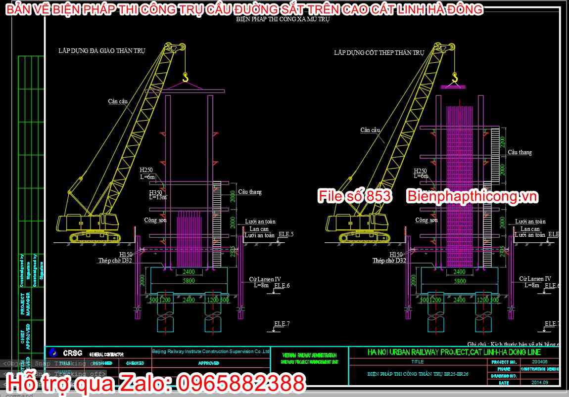 Bản vẽ biện pháp thi công xà mũ trụ cầu.