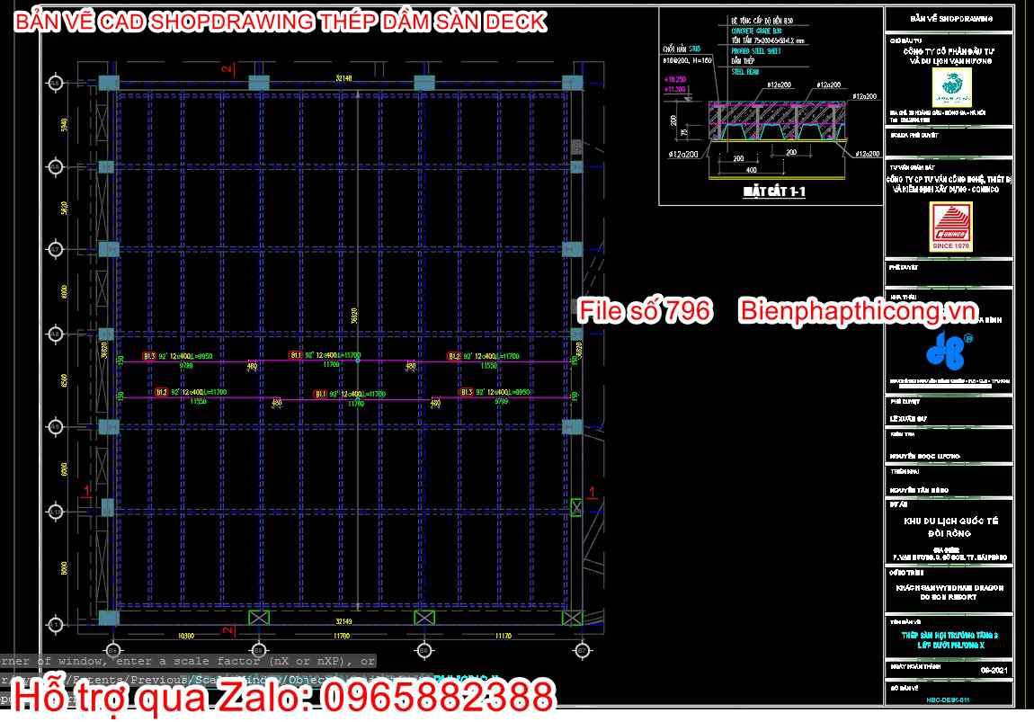 Tải bản vẽ shopdrawing thép dầm sàn deck.