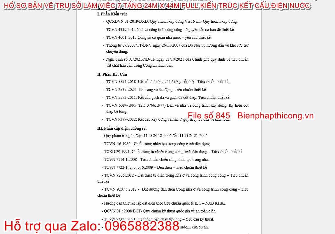 Thuyết minh bản vẽ TC trụ sở làm việc nhà nước 7 tầng.