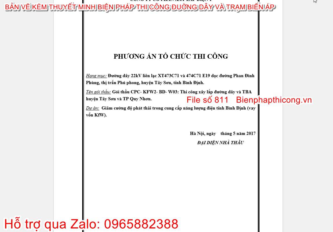 Thuyết minh biện pháp thi công đường dây và TBA.