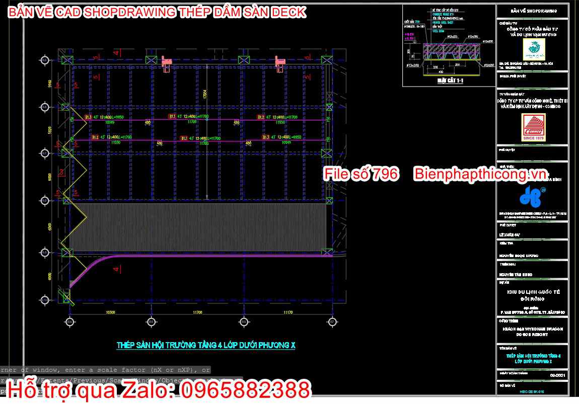 Bản vẽ cad thép dầm sàn deck.