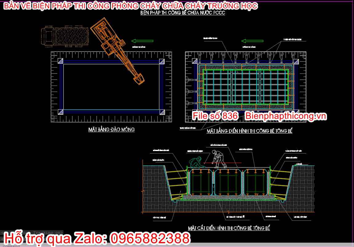 Bản vẽ bptc bể phòng cháy chữa cháy cad.
