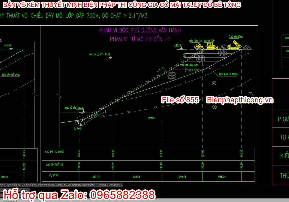 Bản vẽ biện pháp bóc phủ đường vận hành cad.