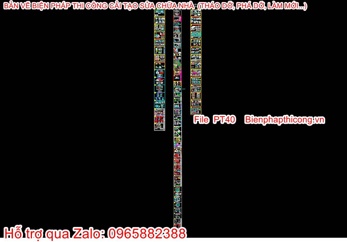File tổng hợp các bản vẽ biện pháp thi công cải tạo sửa chữa.