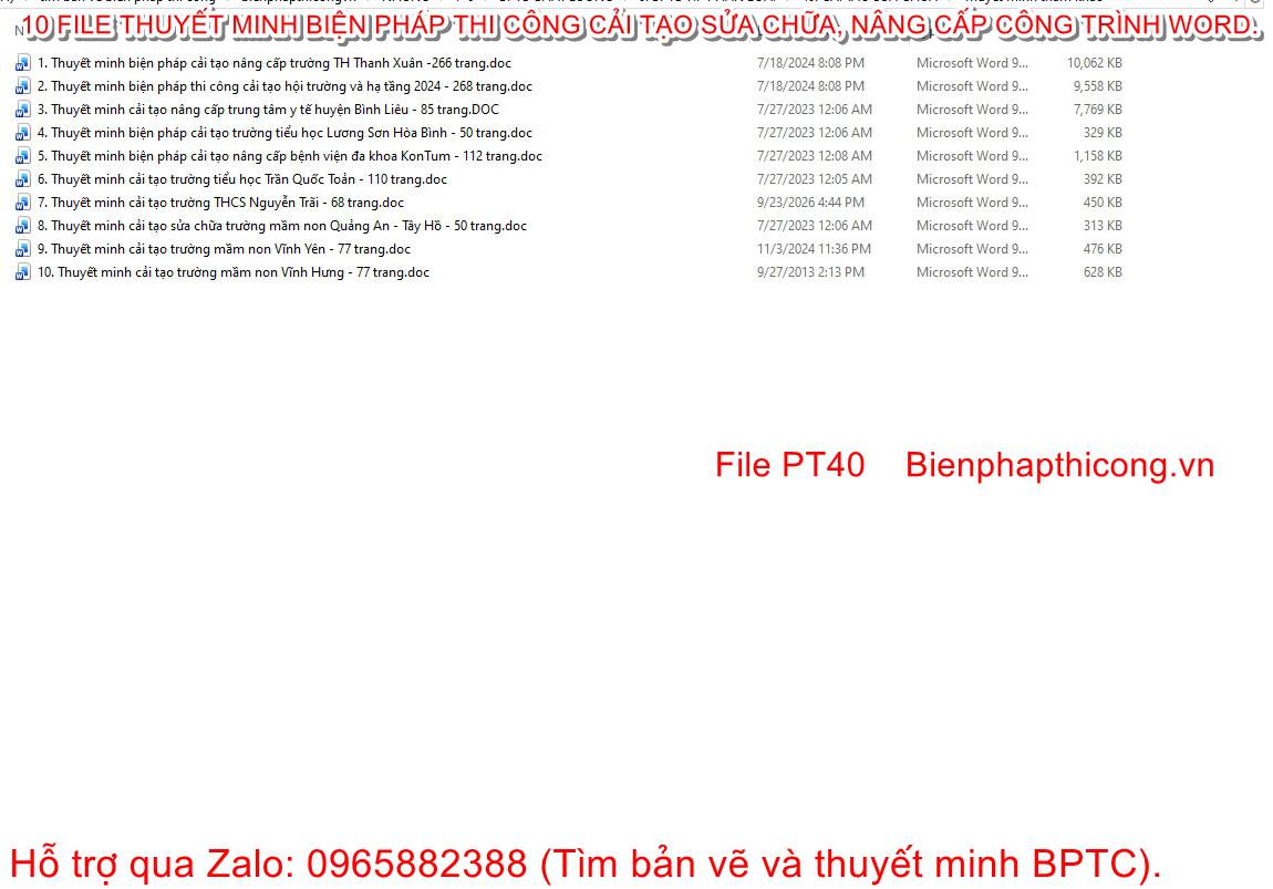 Tổng hợp thuyết minh biện pháp cải tạo sửa chữa công trình.