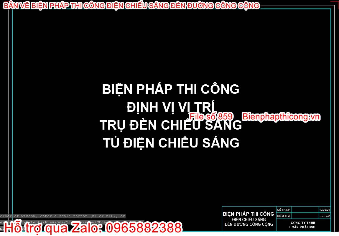 Bản vẽ bptc định vị vị trí trụ đèn chiếu sáng.
