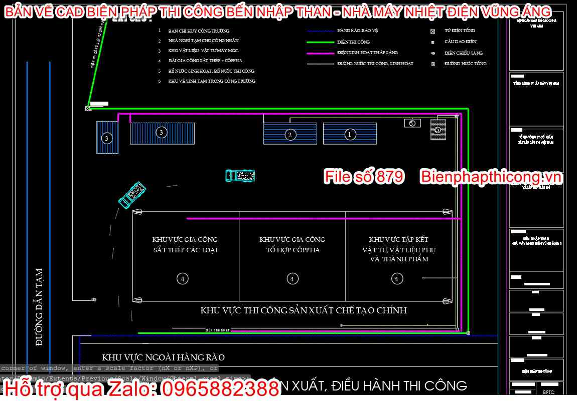 File cad biện pháp thi công bến nhập than nhà máy nhiệt điện.