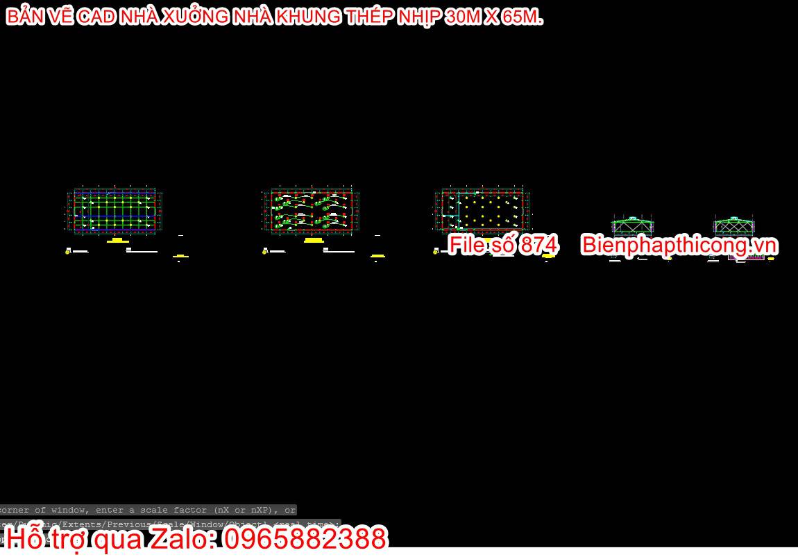 Bản vẽ điện nhà xưởng nhịp 30m x 65m.