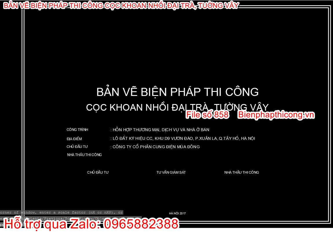 Bìa bản vẽ biện pháp thi công cọc khoan nhồi đại trà.