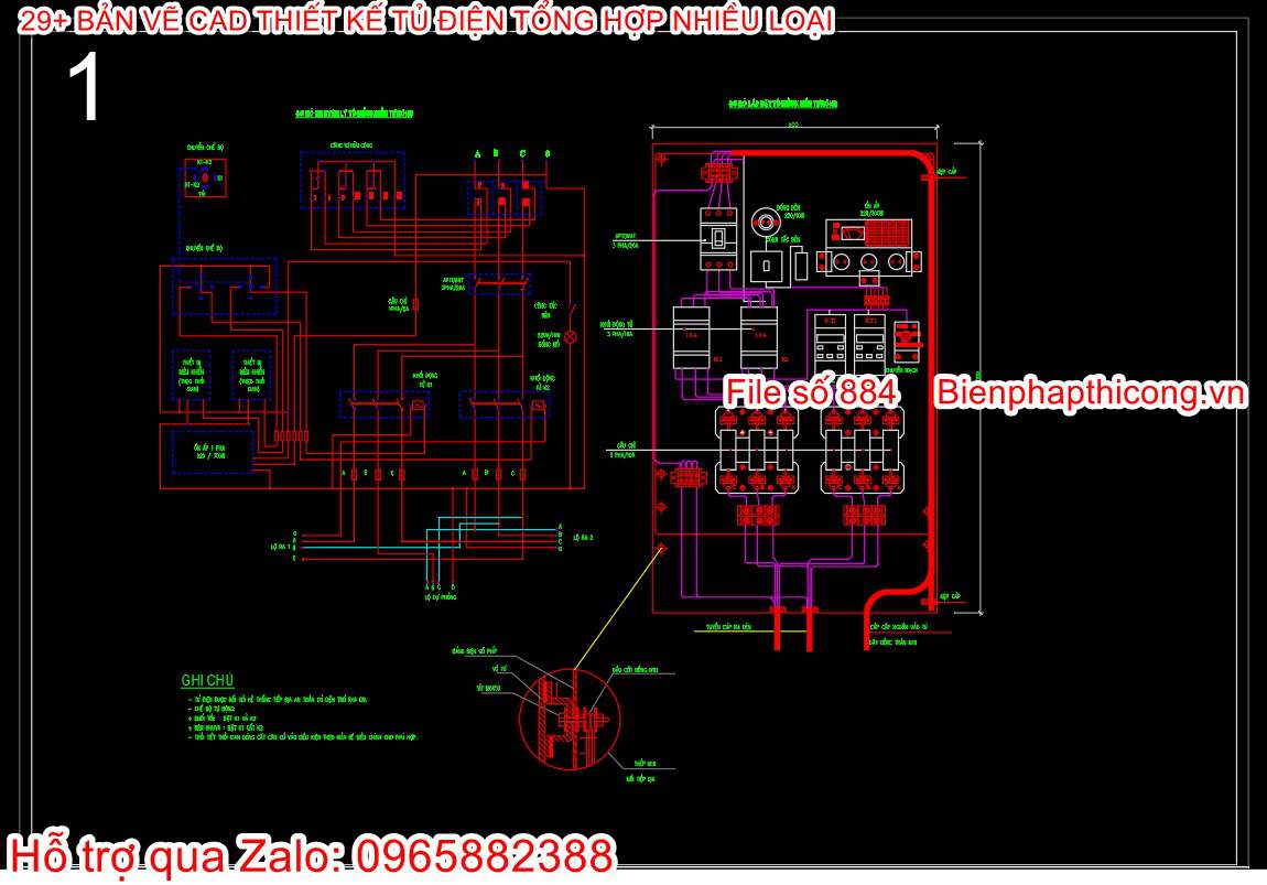 Mẫu bản vẽ cad thiết kế tủ điện.