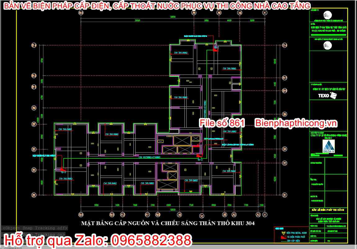 Bản vẽ biện pháp thi công điện nước khi thi công.