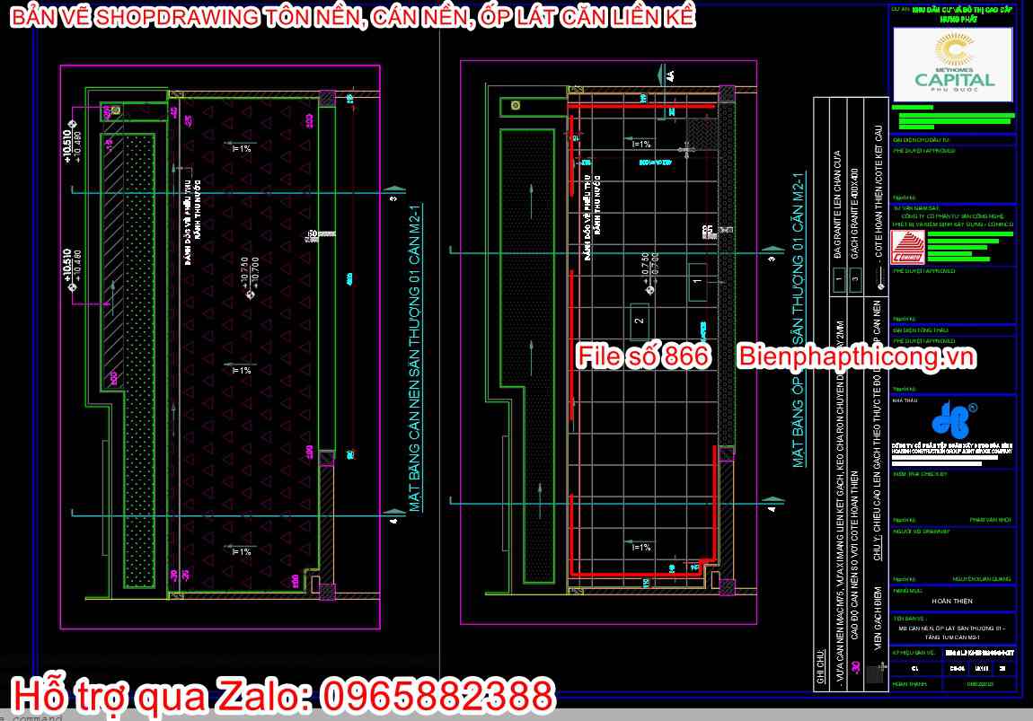 Mặt bằng cán nền sân thượng shopdrawing.