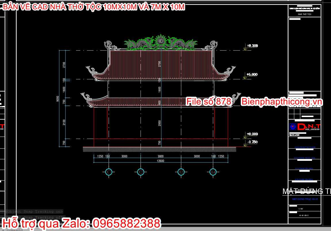 Mặt đứng nhà thờ họ cad.
