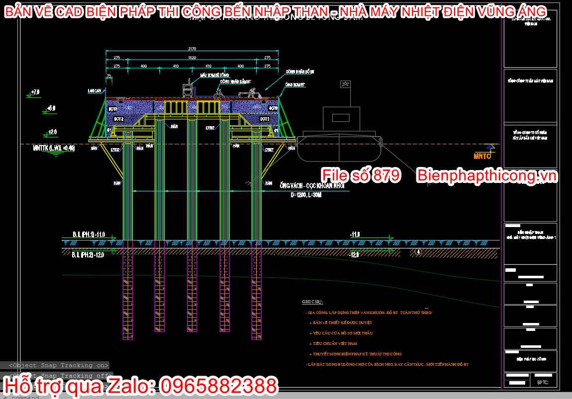 File cad biện pháp thi công bến tàu.
