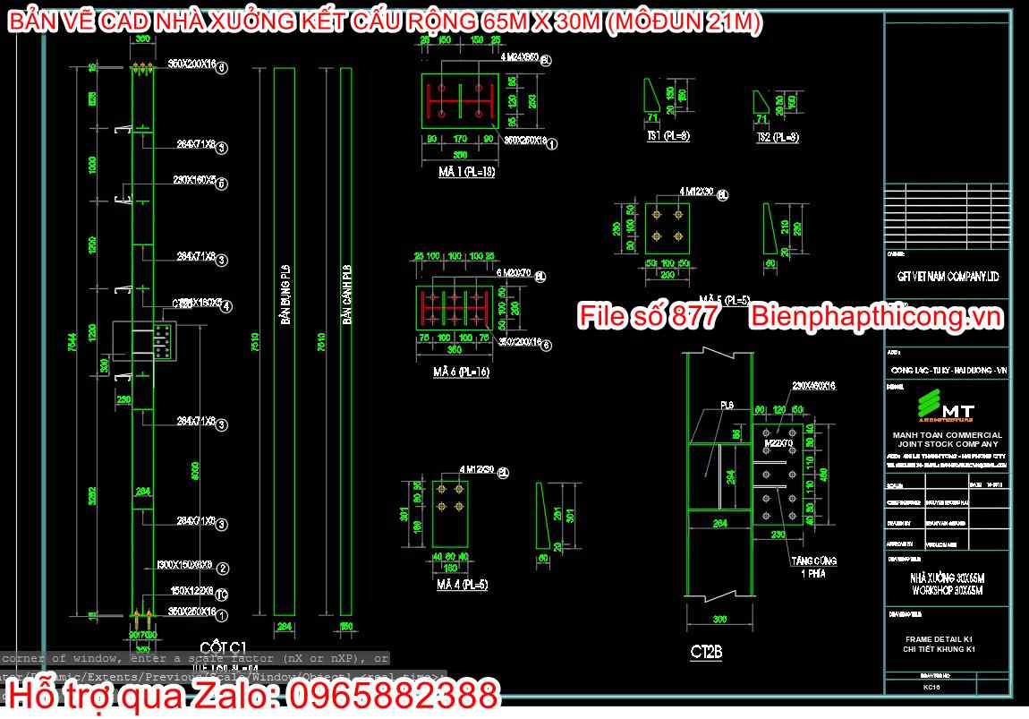 Thiết kế chi tiết cột kèo nhà xưởng.