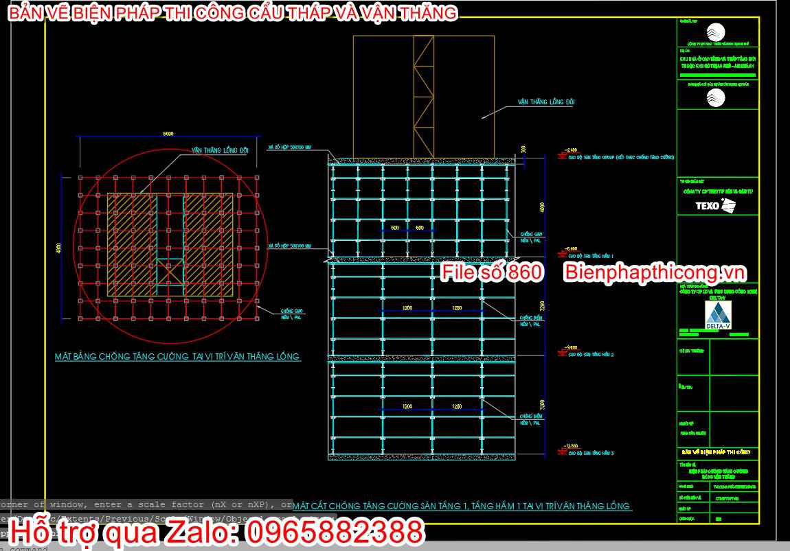 Chống tăng cường tại vị trí vận thăng.