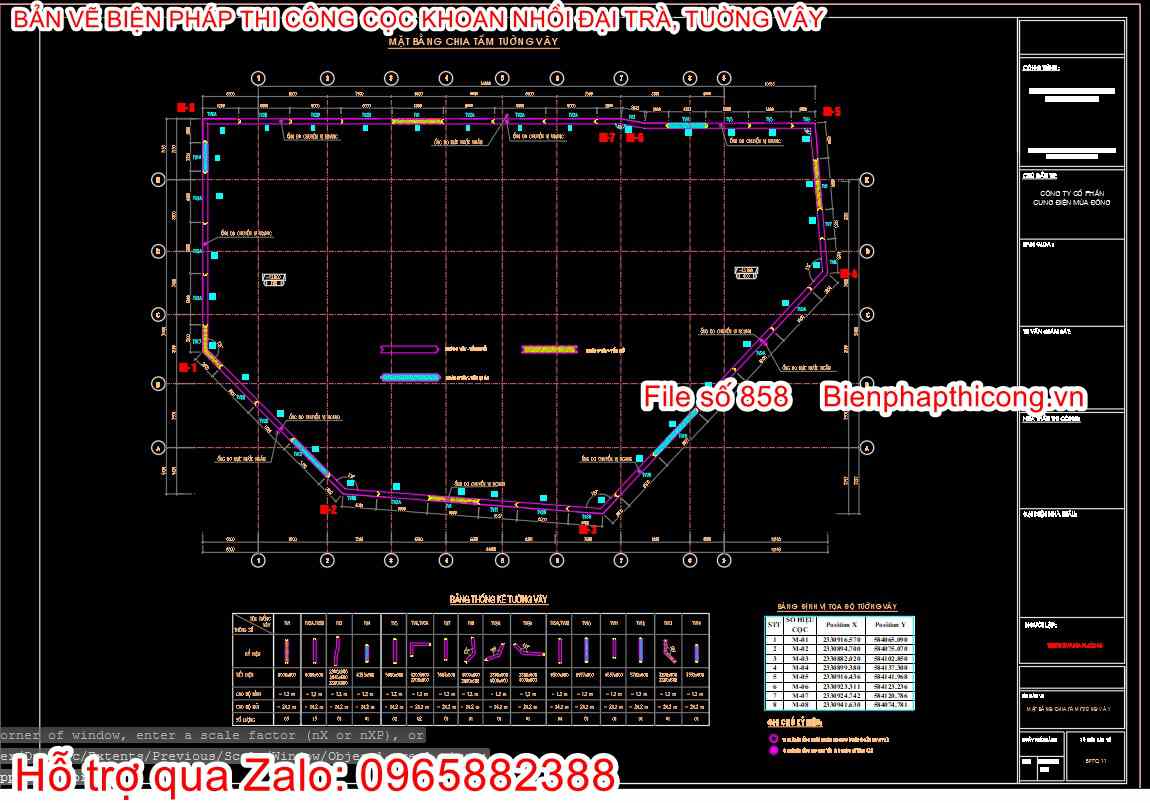 Mặt bằng chia tấm tường vây cad.