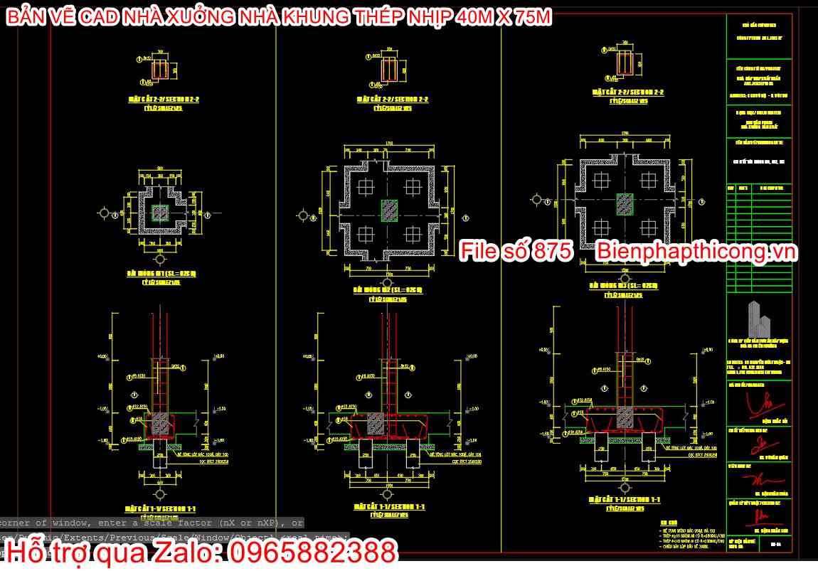 Bản vẽ thiết kế chi tiết móng nhà xưởng cad.