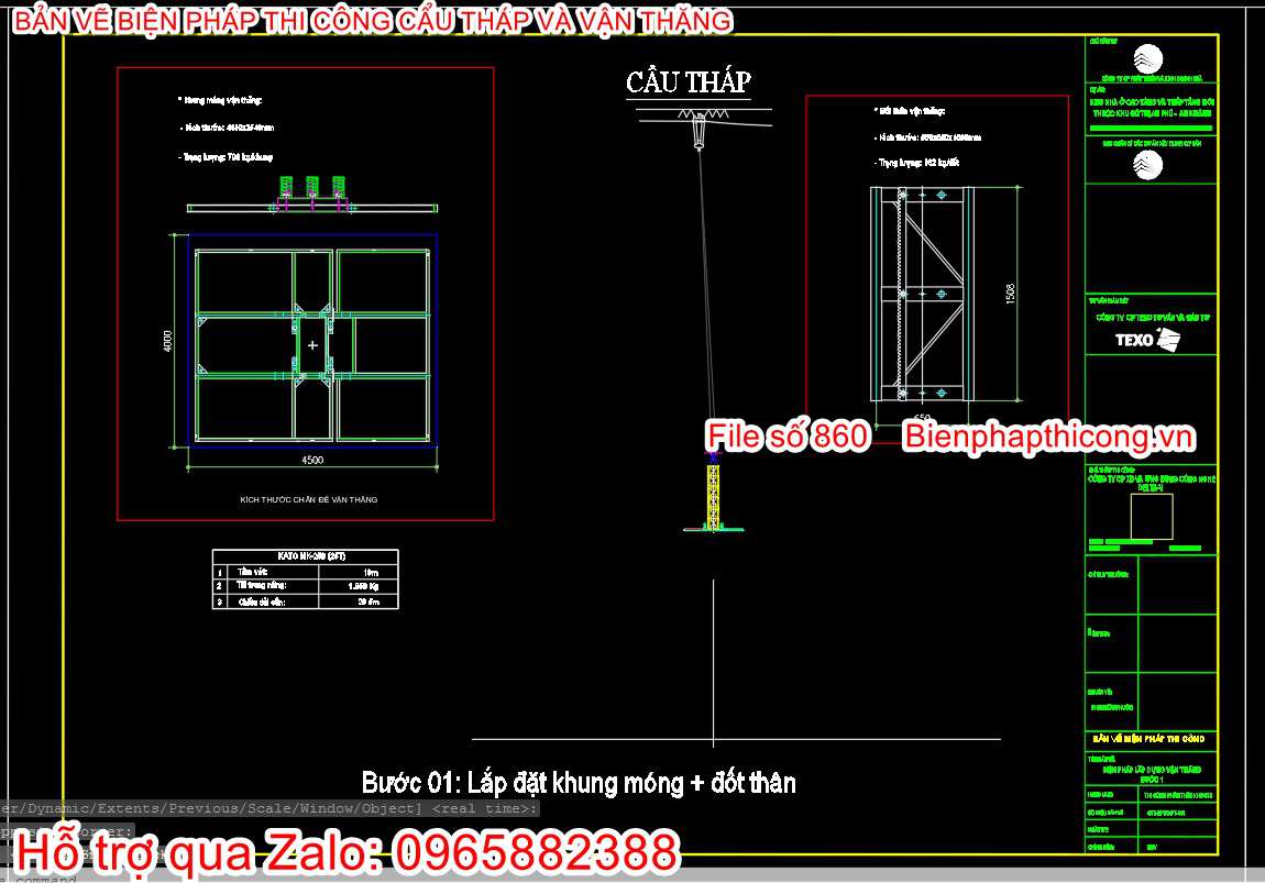 Các bước lắp đặt cẩu tháp cad.