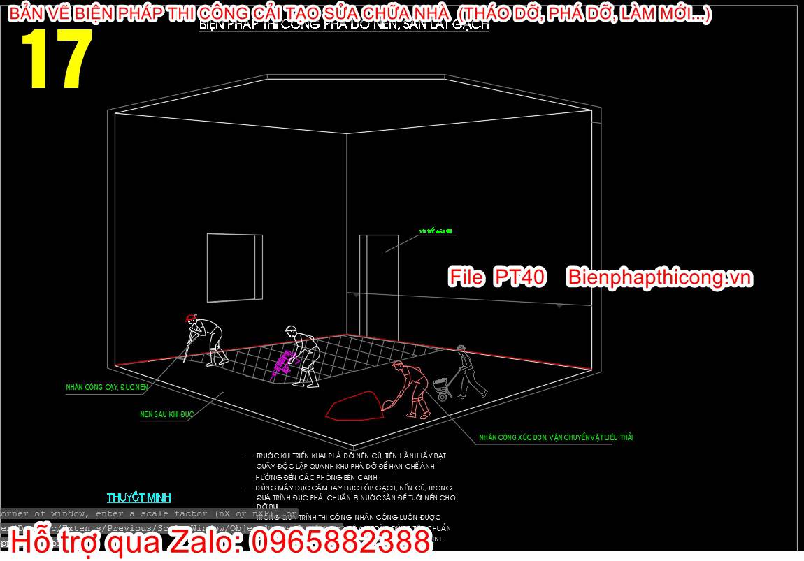 Bản vẽ cad phá dỡ nền, sân lát gạch.