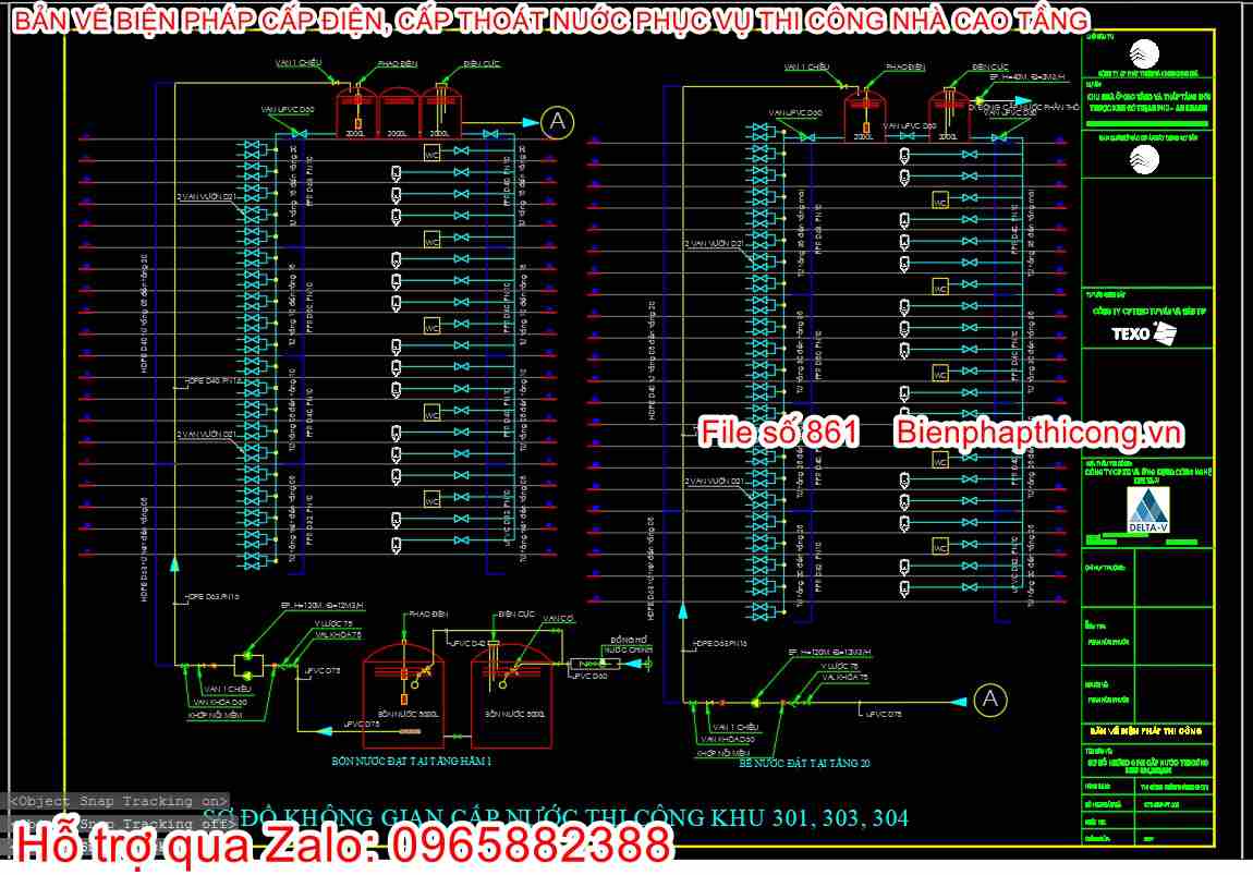 Sơ đồ không gian cấp nước thi công.