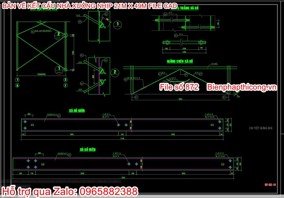 Mẫu file cad nhà xưởng 21m x 49m.