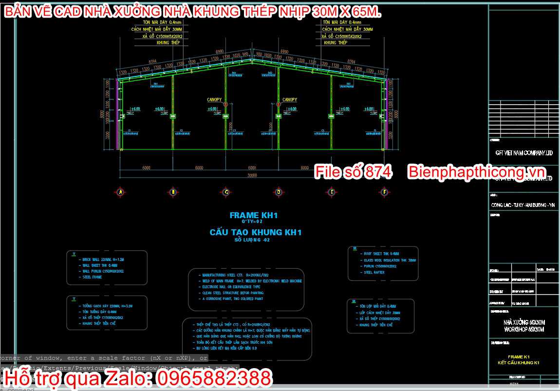 File thiết kế nhà thép tiền chế nhịp 30m x 65m.