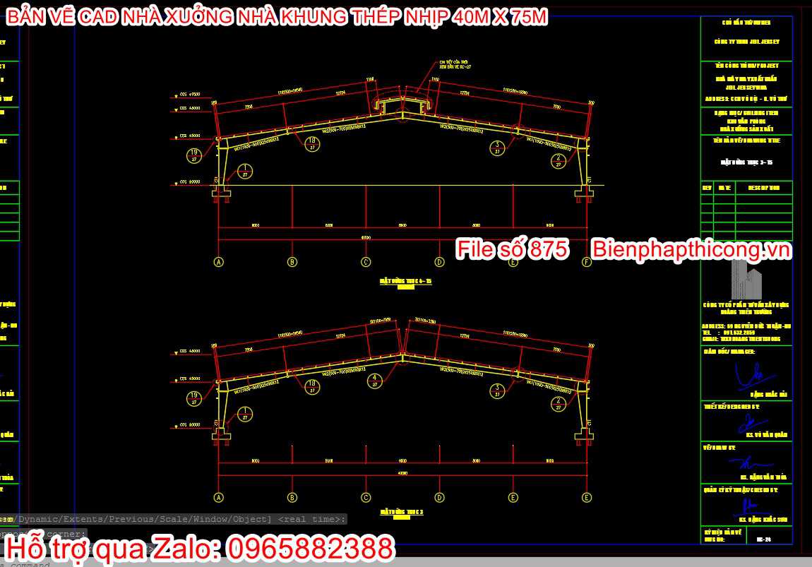 Bản vẽ chi tiết nhà xưởng khung thép.