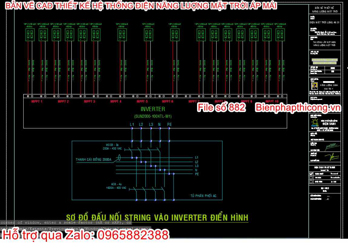 Sơ đồ đấu nối String vào inverter điển hình.