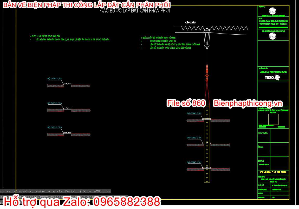 Các bước lắp đặt cần phân phối cad