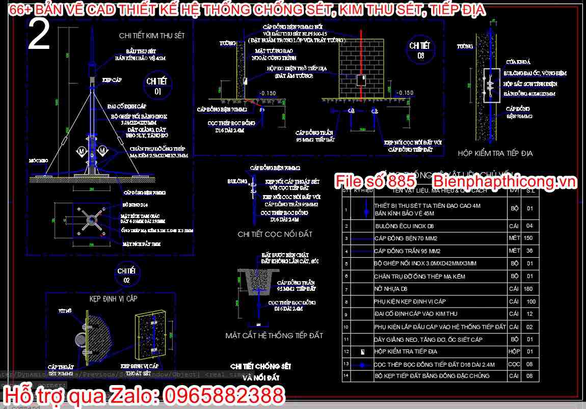 Bản vẽ thiết kế hệ thống chống sét cad.
