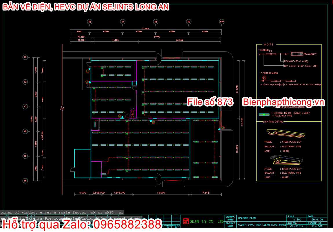 File autocad bản vẽ điện HEVC sejints Long an.
