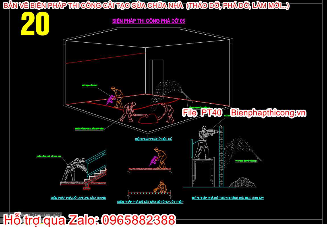 Mẫu biện pháp thi công phá dỡ nền, tường, cầu thang.