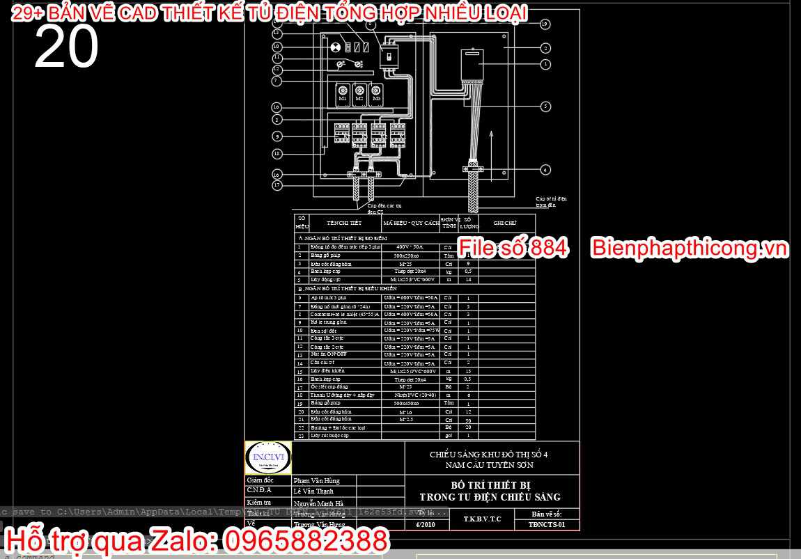 Bản vẽ chi tiết tủ điện.