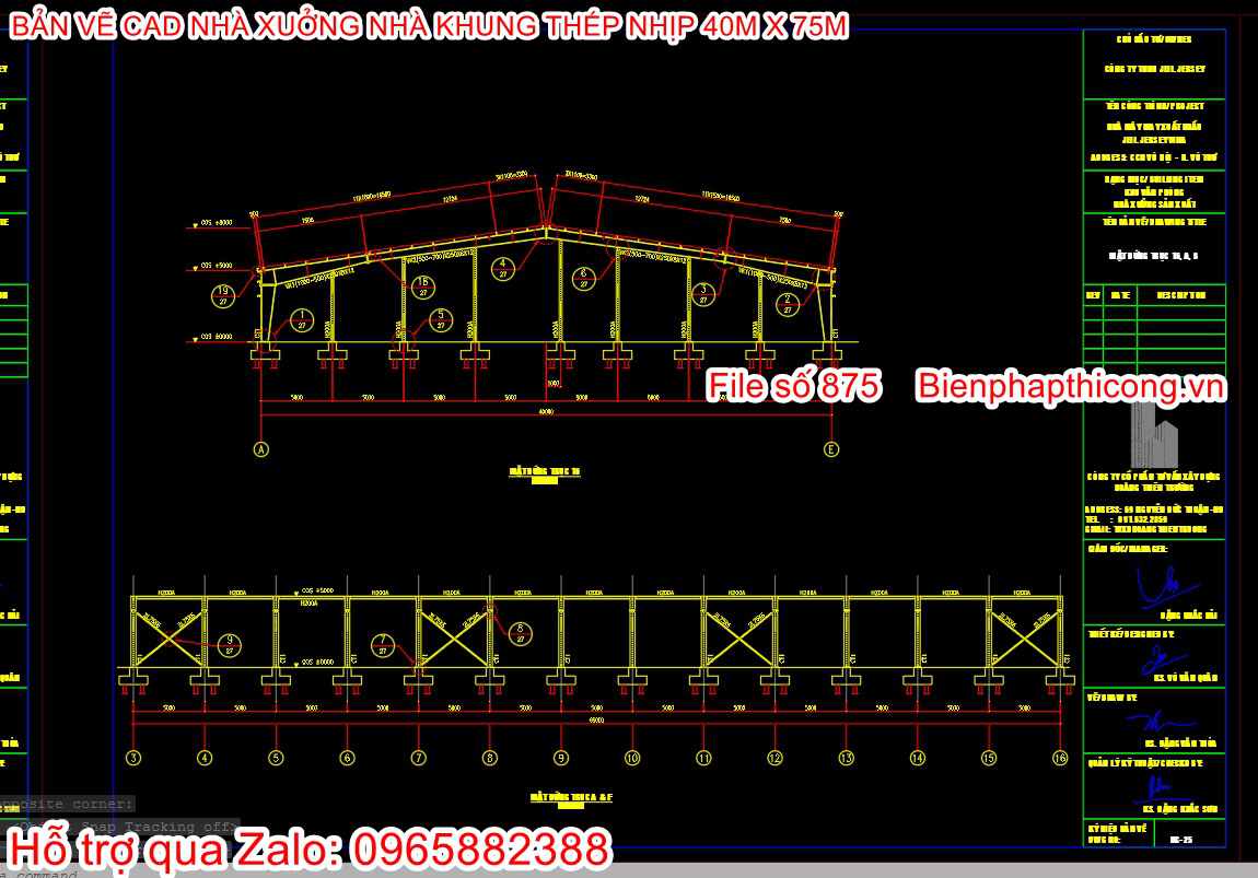Bản vẽ chi tiết nhà xưởng khung thép.