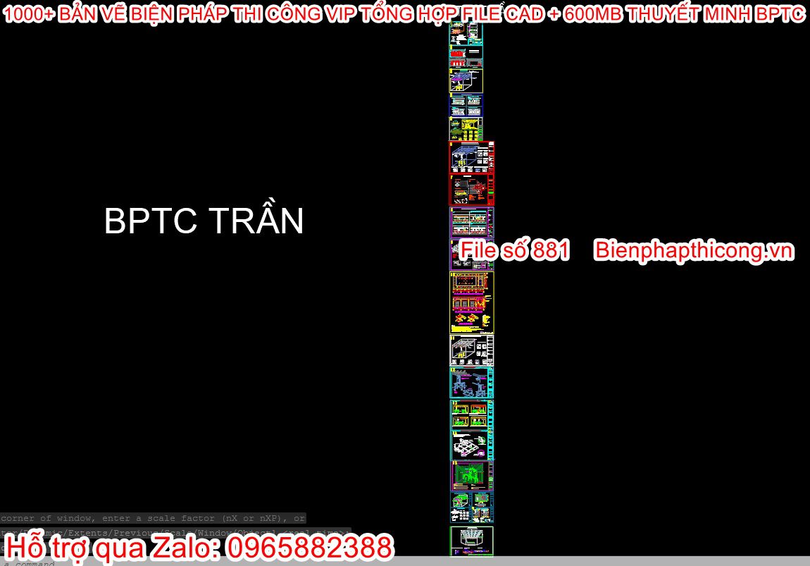 Bản vẽ biện pháp thi công trần nhà cad.